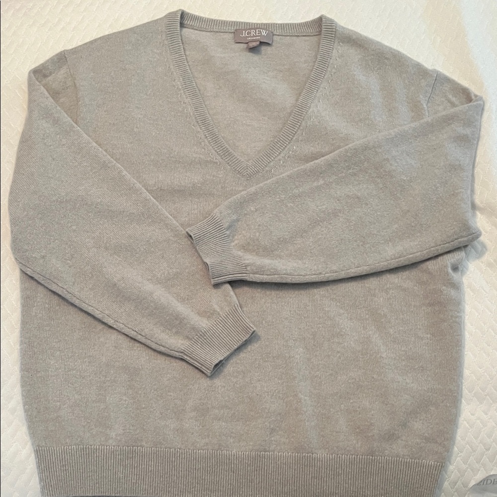 J. Crew Cashmere Gray Relaxed V-Neck Sweater